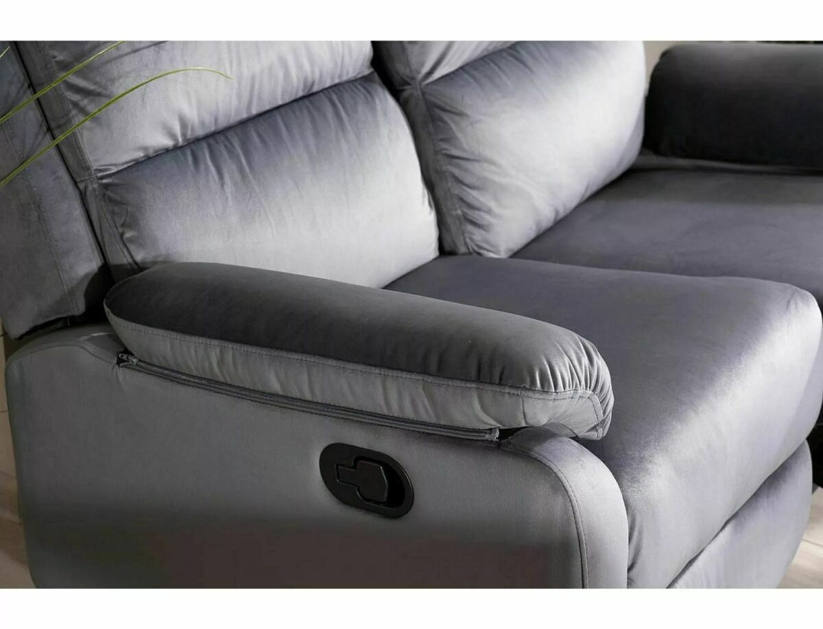 Divano reclinabile Spencer 2 Velvet in velluto grigio – 136x94–164x101 cm - immagine 3