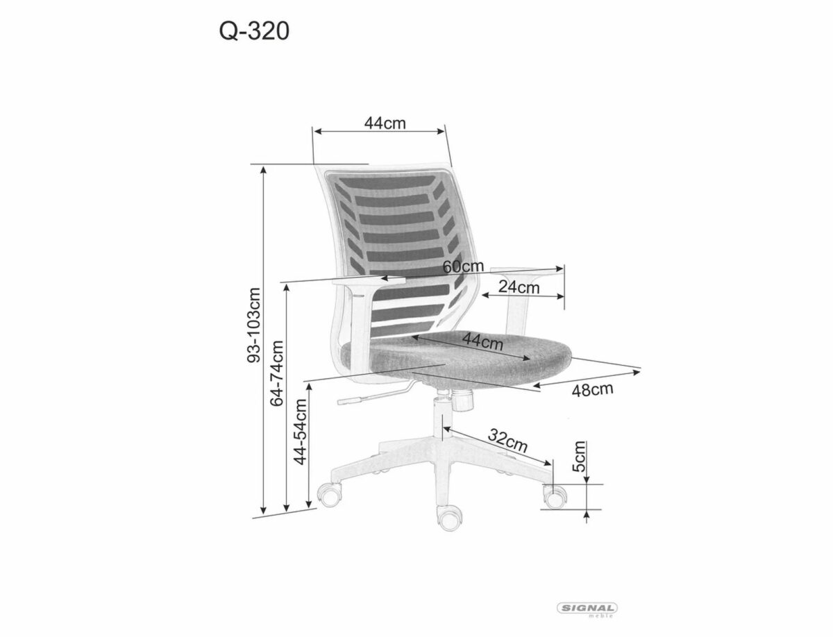 Sedia da ufficio Q-320 grigia e nera – 60x48x93 cm - immagine 15