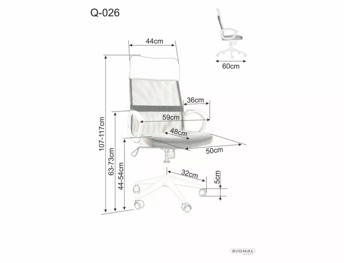 Sedia da ufficio Q-026 rosa – 59x50x107 cm - immagine 4