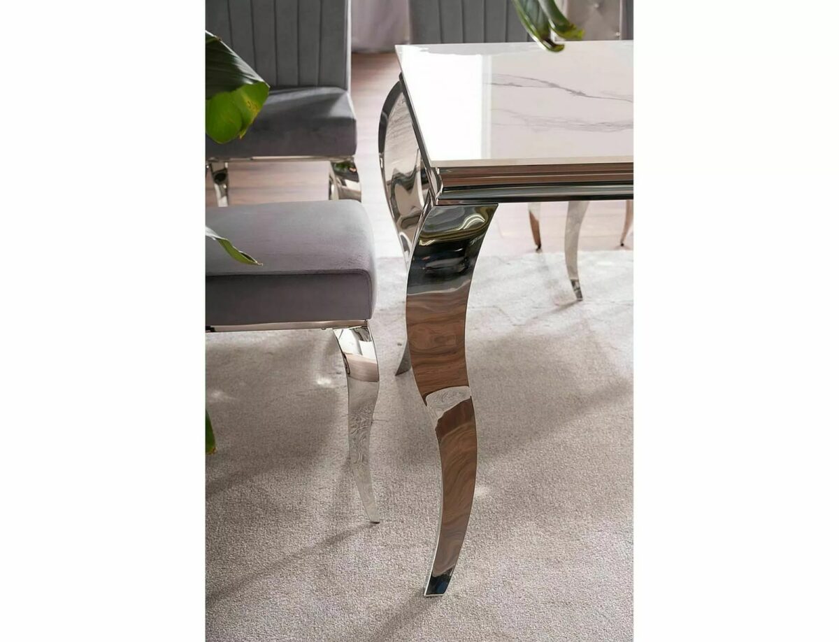 Tavolo Prince Ceramic in ceramica Calacatta e acciaio cromato – 180x90x75 cm - immagine 7