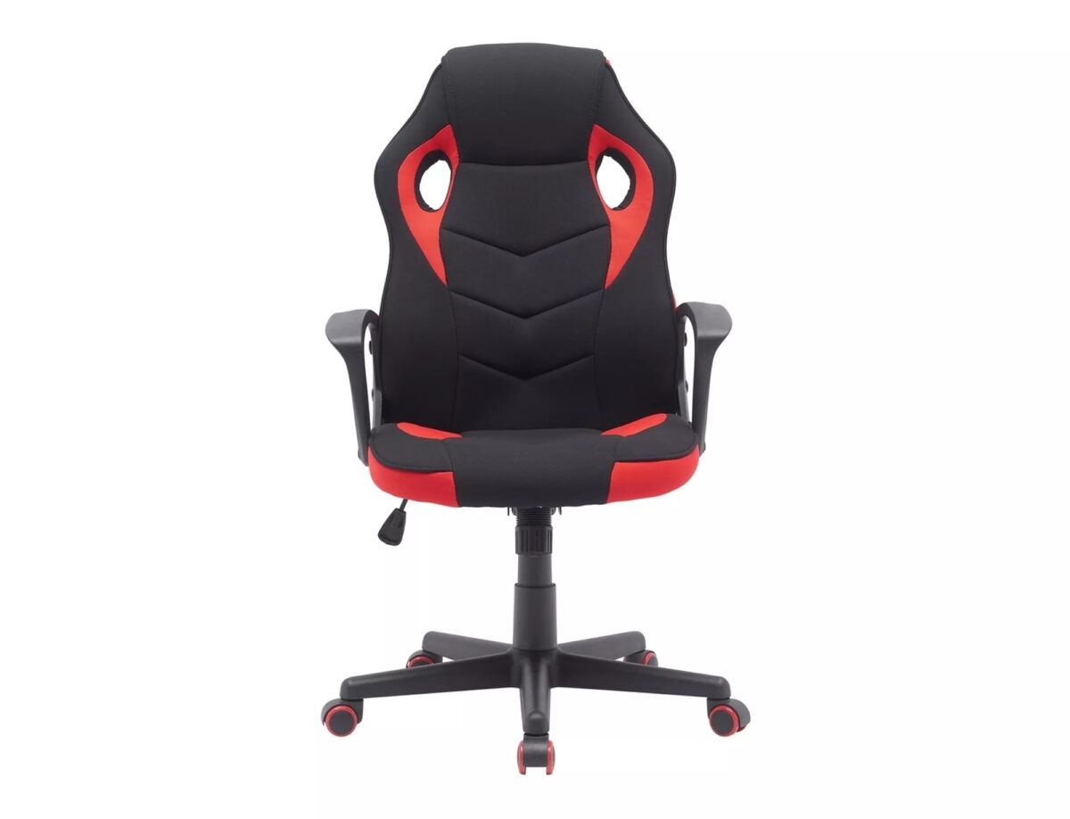 Sedia da ufficio Dakar in tessuto nero/rosso – 63x48x106 cm - immagine 2