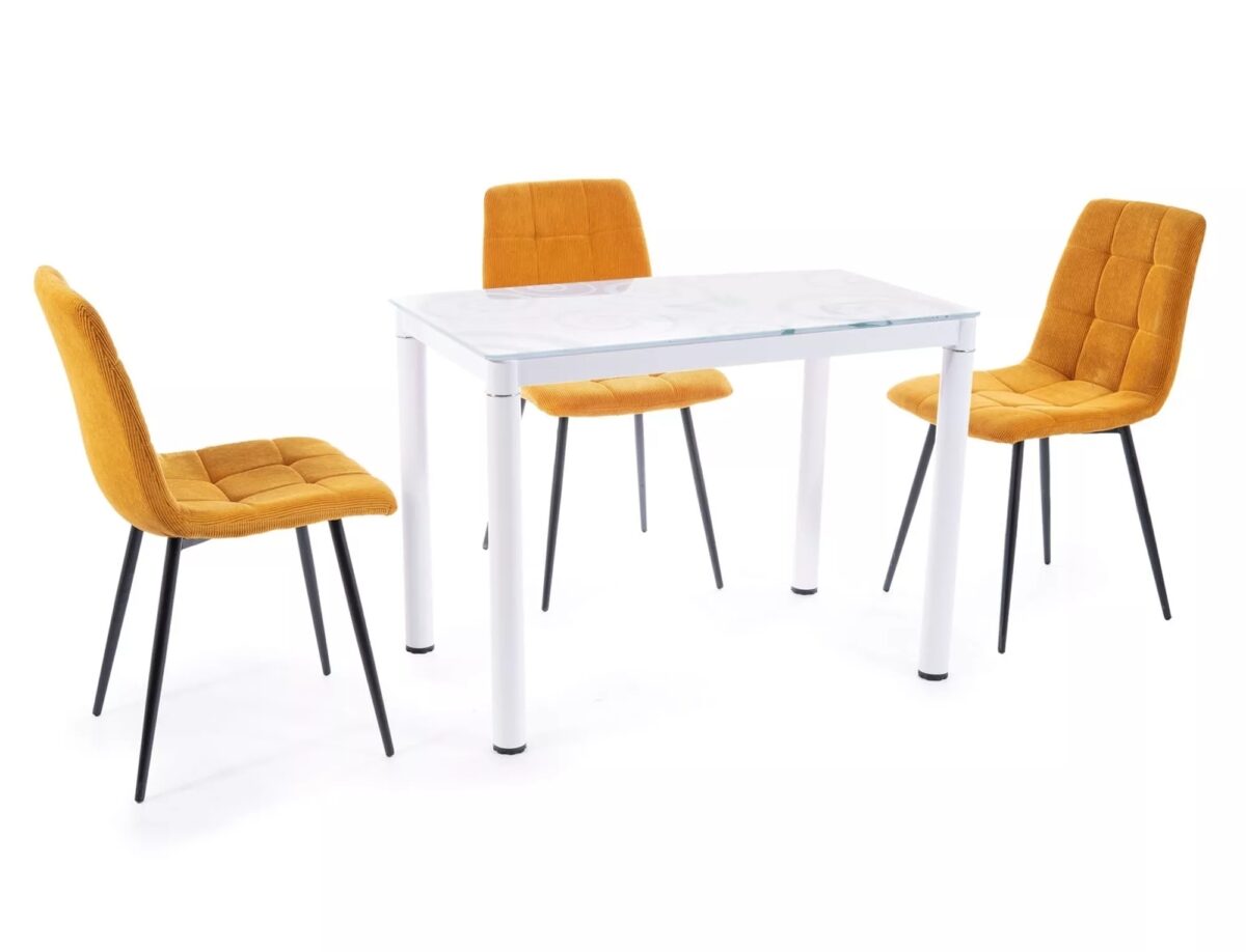 Tavolo Damar con piano in vetro temperato bianco e struttura in metallo verniciato – 100x60x75 cm - immagine 2