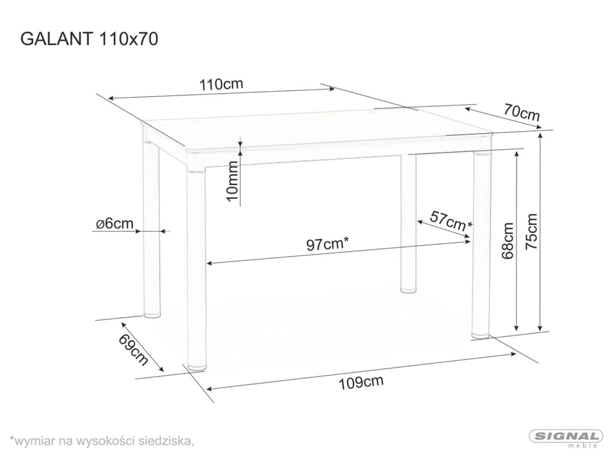 Tavolo Galant in vetro temperato crema – 110x70x75 cm - immagine 3
