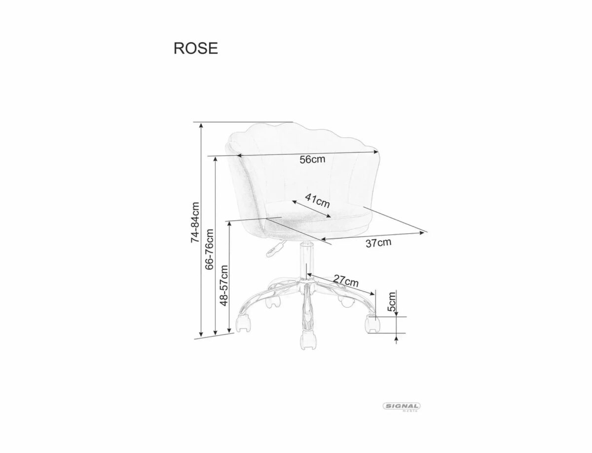 Sedia da ufficio Rose Velvet grigia – 56x41x74 cm - immagine 5