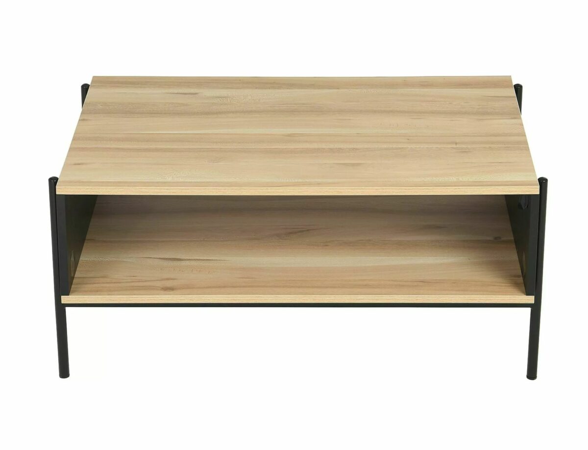 Tavolino Karina A in MDF rovere e metallo nero – 90x60x41 cm - immagine 2