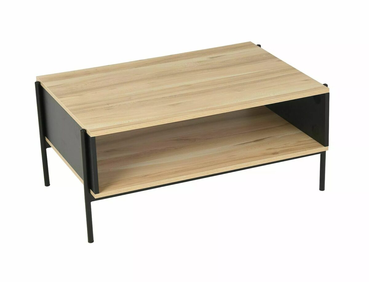 Tavolino Karina A in MDF rovere e metallo nero – 90x60x41 cm - immagine 3