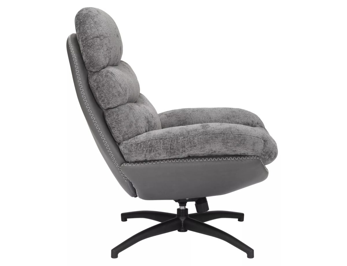 Poltrona Giselle in tessuto e pelle sintetica grigia – 77x77x101 cm - immagine 2