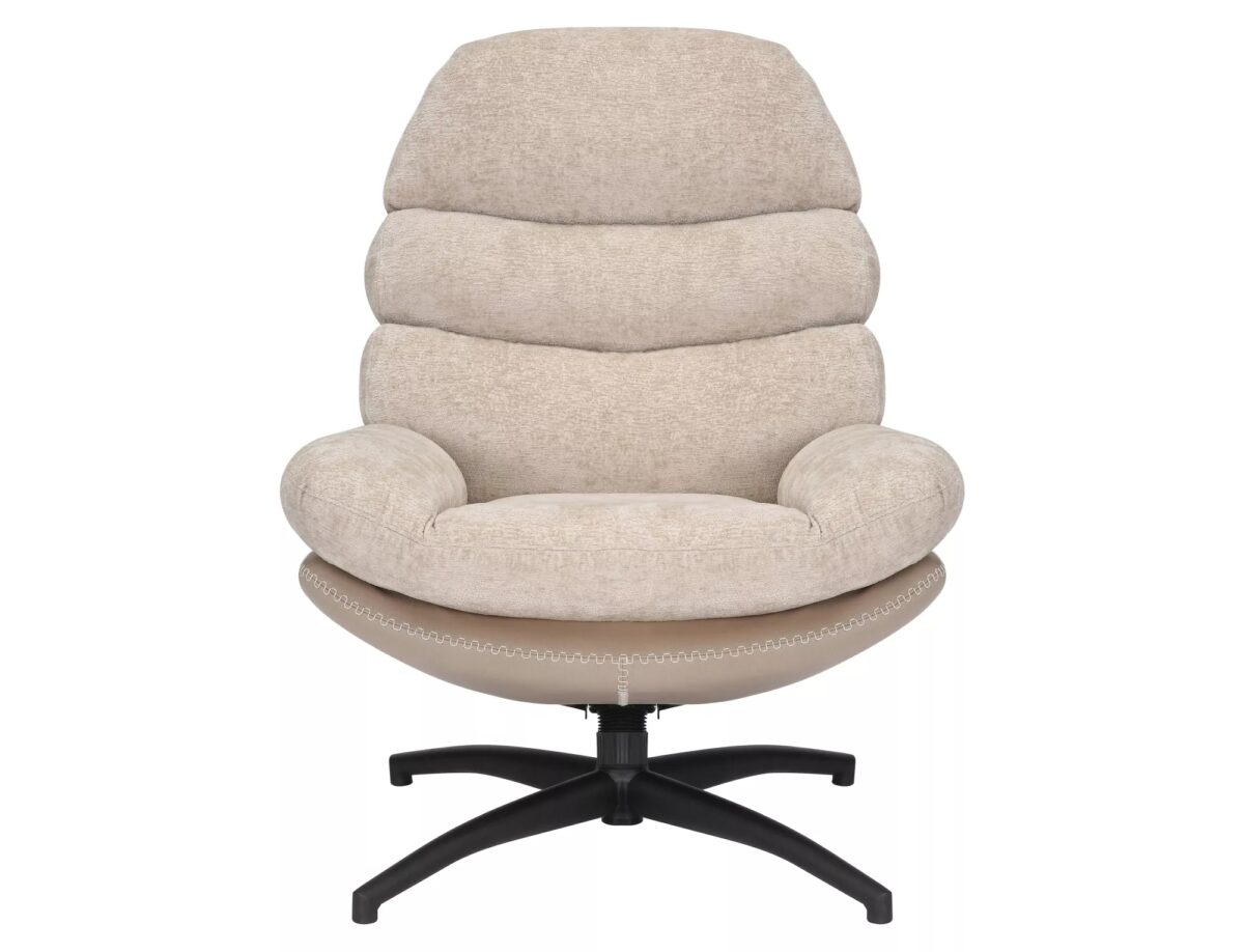 Poltrona Giselle in tessuto e pelle sintetica beige – 77x77x101 cm - immagine 2