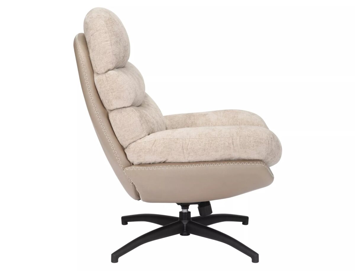 Poltrona Giselle in tessuto e pelle sintetica beige – 77x77x101 cm - immagine 3