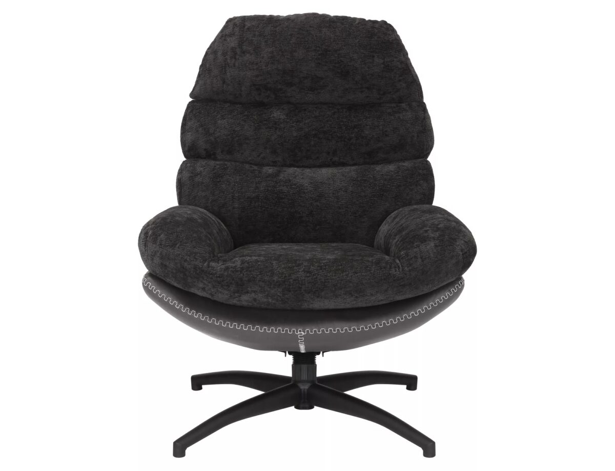 Poltrona Giselle in tessuto e pelle sintetica nera – 77x77x101 cm - immagine 2