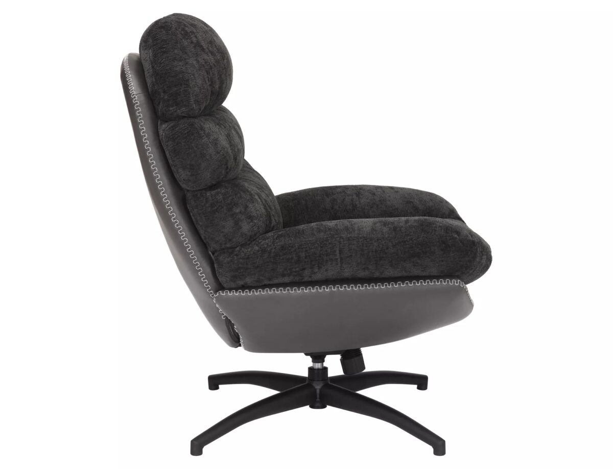 Poltrona Giselle in tessuto e pelle sintetica nera – 77x77x101 cm - immagine 4