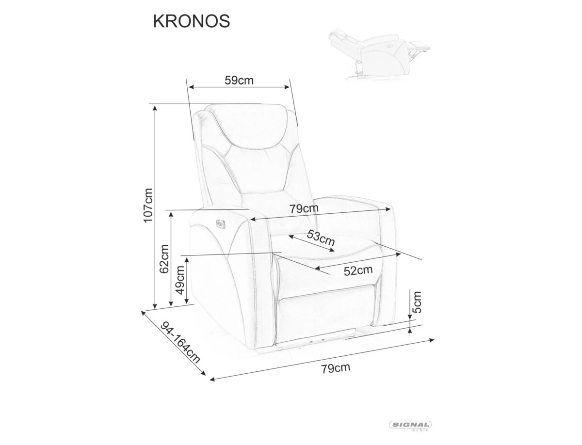 Poltrona reclinabile elettrica Kronos Velvet in velluto grigio chiaro – 94x79x107 cm - immagine 3