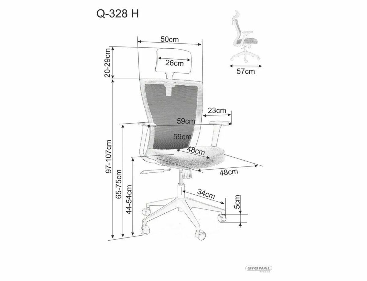 Sedia da ufficio Q-328H nera – 62x48x97 cm - immagine 2