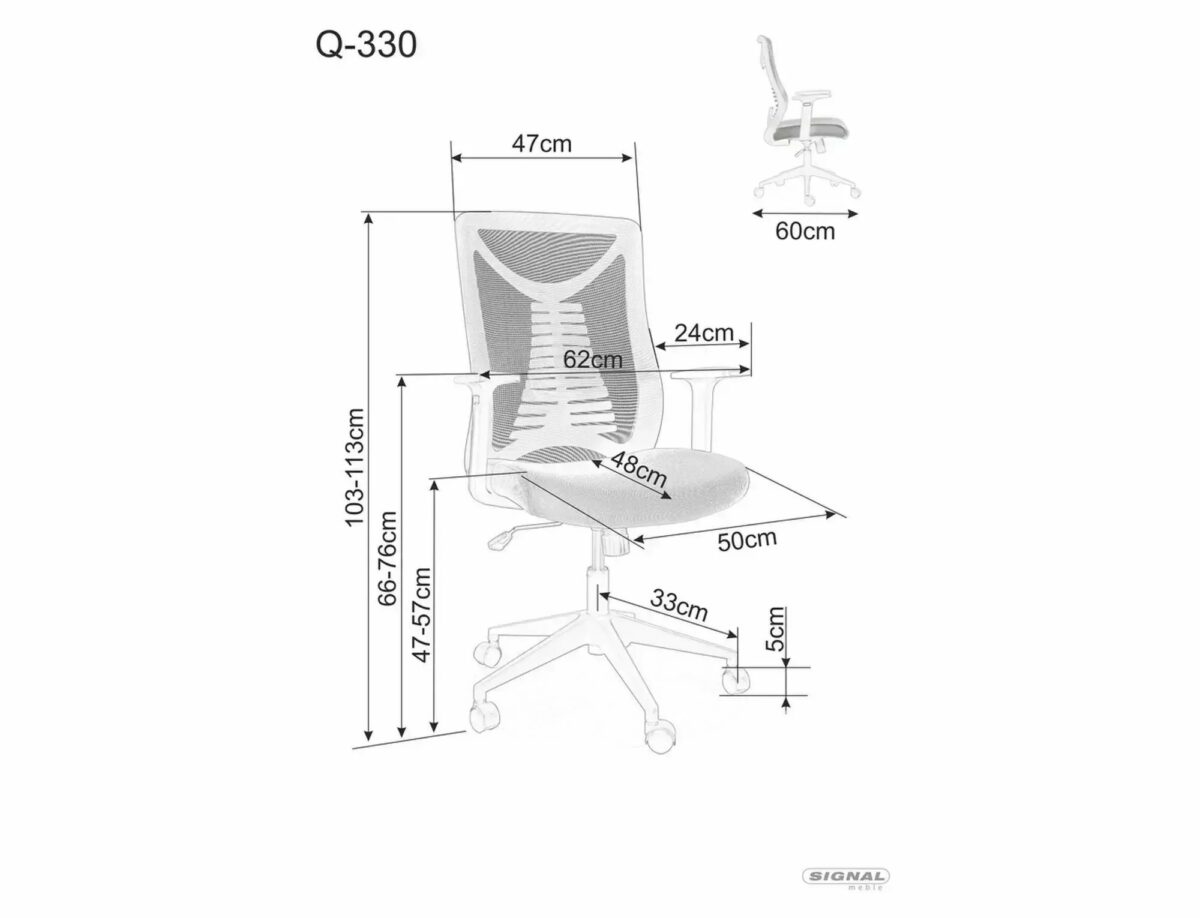 Sedia da ufficio Q-330R nera – 62x48x103 cm - immagine 3