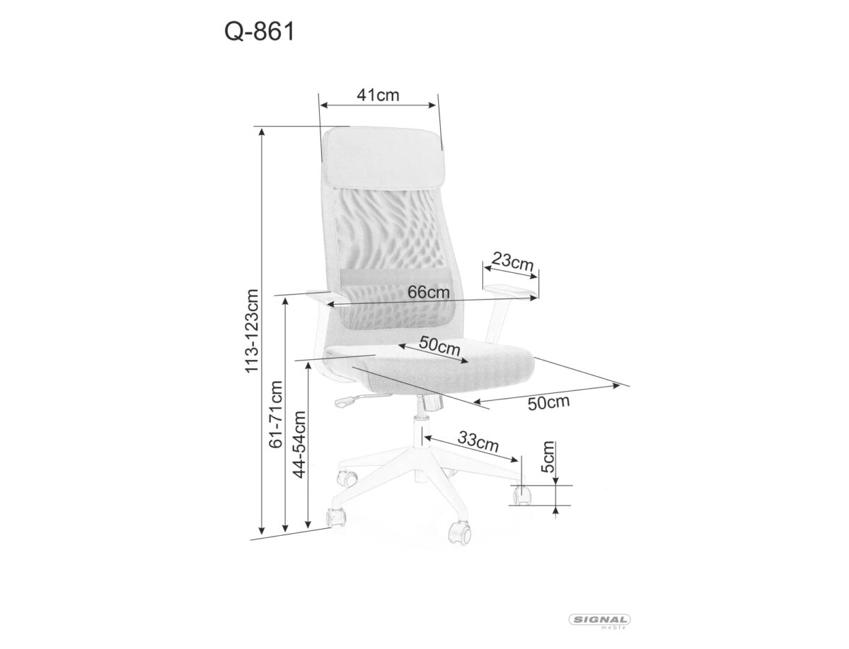 Sedia da ufficio Q-861 R nera e grigia – 66x50x113 cm - immagine 3
