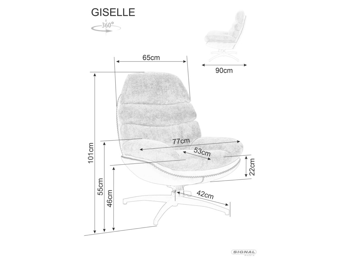 Poltrona Giselle in tessuto e pelle sintetica grigia – 77x77x101 cm - immagine 5