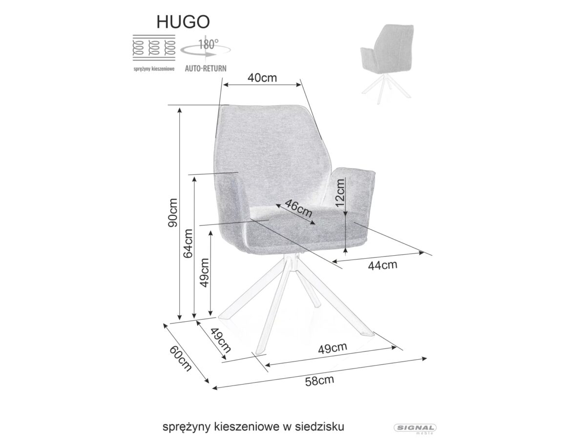 Sedia Hugo Brego in tessuto beige chiaro – 58x46x90 cm - immagine 4