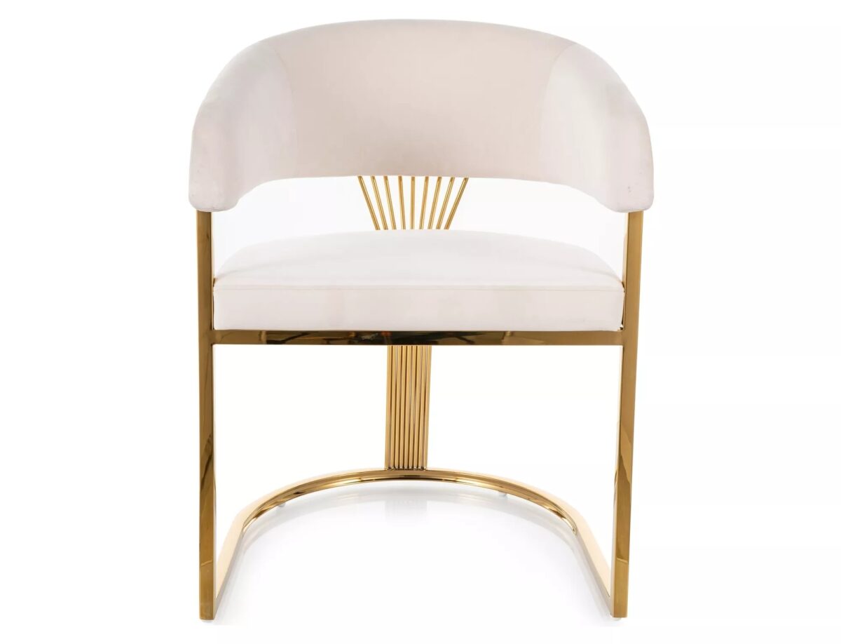 Sedia Crown Velvet in velluto beige chiaro Bluvel 30 con struttura in acciaio inox dorato – 57x77 cm - immagine 5