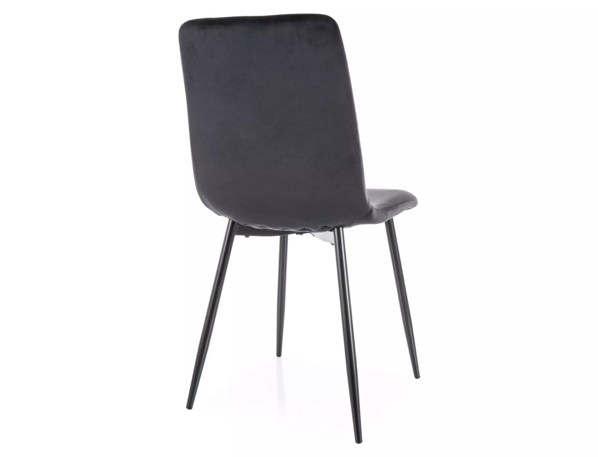 Sedia Daren Velvet in velluto nero e struttura in metallo nero opaco – 45x39x91 cm - immagine 2