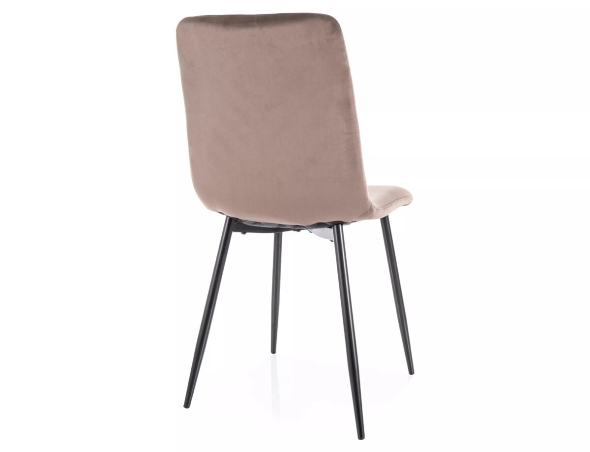 Sedia Daren Velvet in velluto cappuccino e struttura in metallo nero opaco – 45x39x91 cm - immagine 2