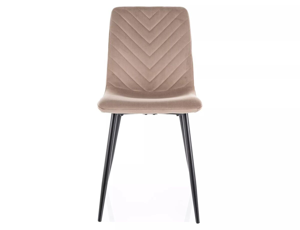 Sedia Daren Velvet in velluto beige scuro e struttura in metallo nero opaco – 45x39x91 cm - immagine 3
