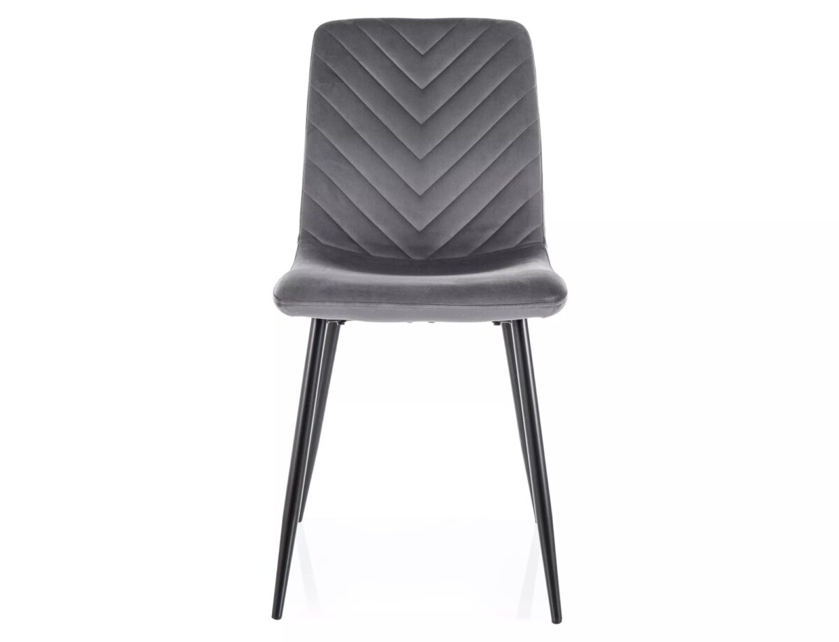 Sedia Daren Velvet in velluto grigio e struttura in metallo nero opaco – 45x39x91 cm - immagine 3