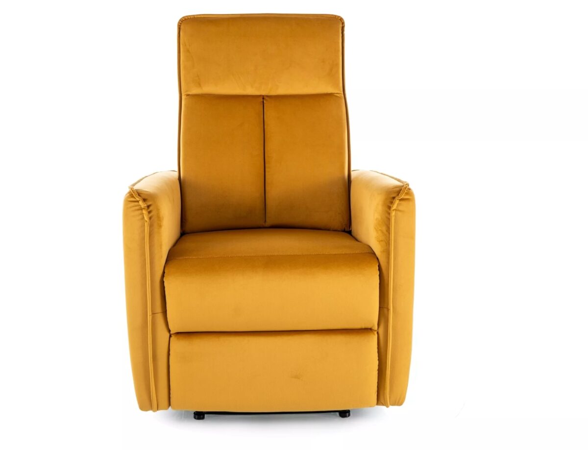 Poltrona reclinabile Nikos in velluto curry – 72x86/159x105 cm - immagine 3