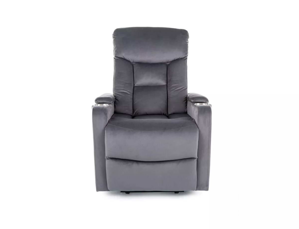 Poltrona reclinabile elettrica Ikar in velluto grigio – 77x92/163x108 cm - immagine 4