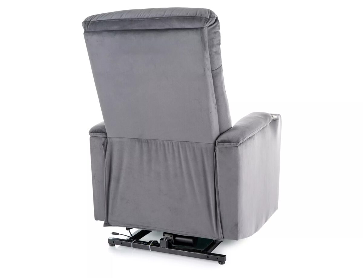 Poltrona reclinabile elettrica Ikar in velluto grigio – 77x92/163x108 cm - immagine 3
