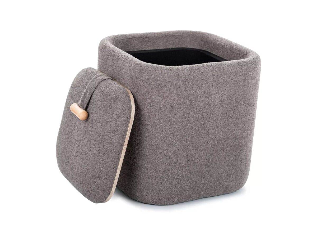 Pouf Nap con contenitore in tessuto grigio – 37x37x42 cm - immagine 7
