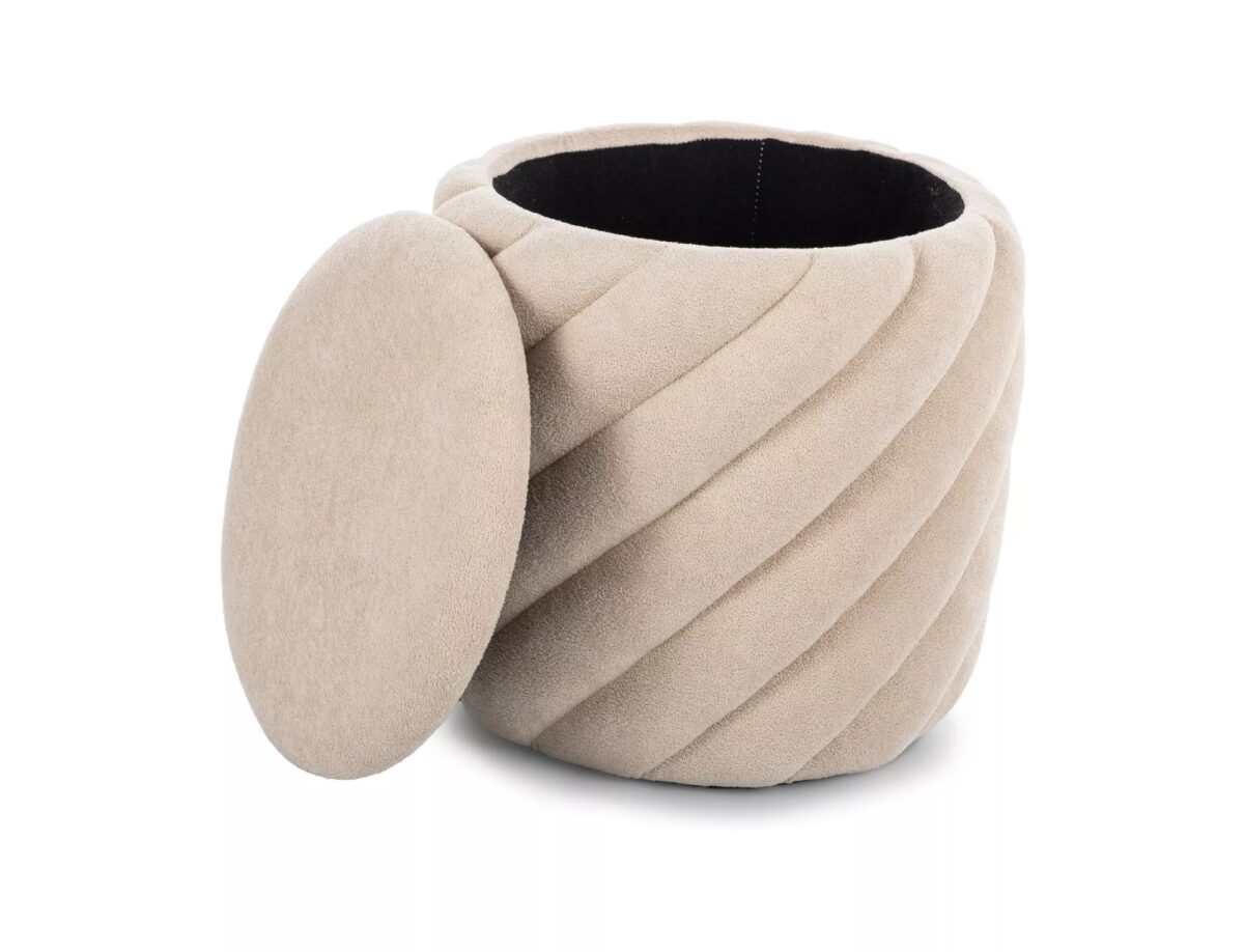 Pouf Pelaro beige con contenitore – Ø42x41 cm - immagine 2