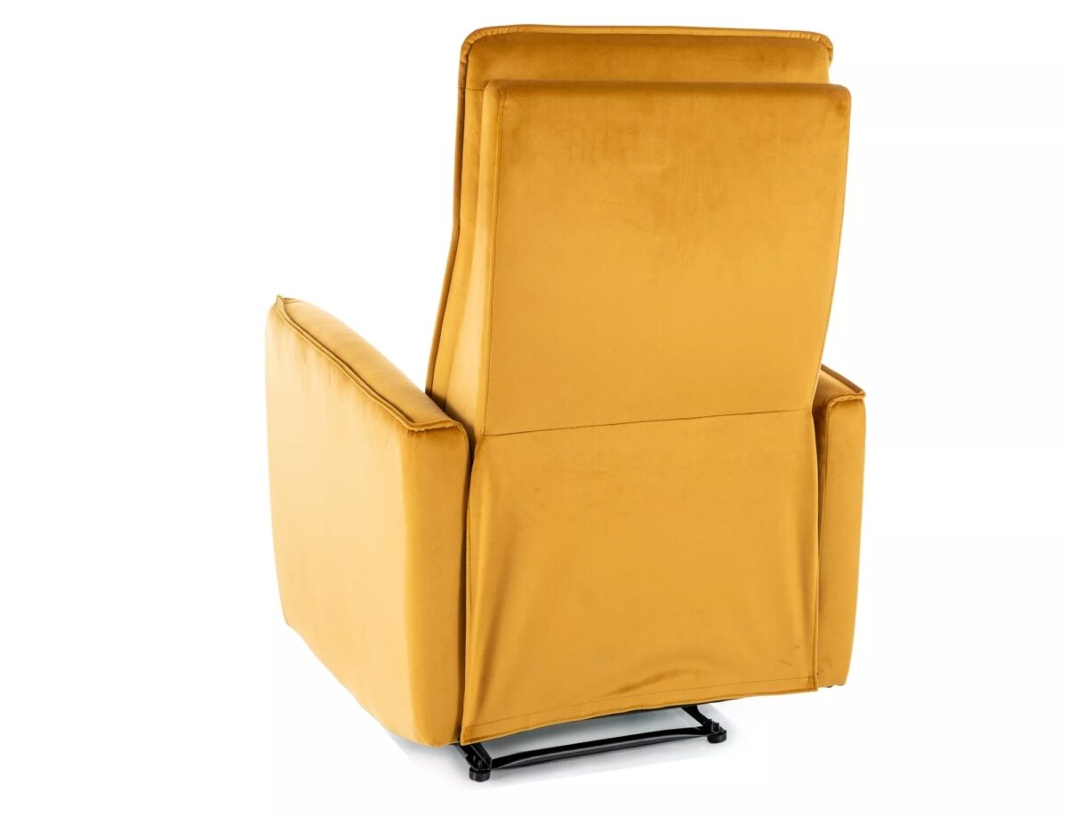 Poltrona reclinabile Nikos in velluto curry – 72x86/159x105 cm - immagine 5