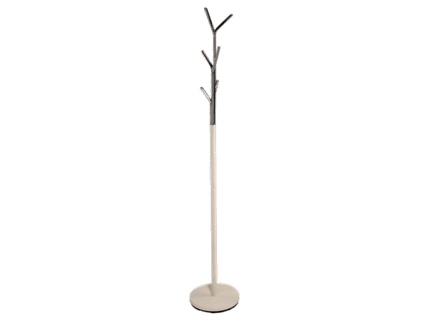 Appendiabiti da terra Leta in metallo bianco e cromato – altezza 174 cm