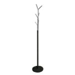 Appendiabiti da terra Leta in metallo nero e cromato – altezza 174 cm