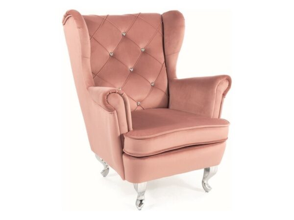 Poltrona per bambini Lili in velluto rosa antico – 69x65x81 cm