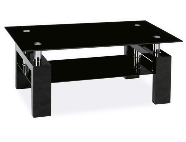 Tavolino da salotto Lisa II in vetro e MDF nero – 110x60x55 cm