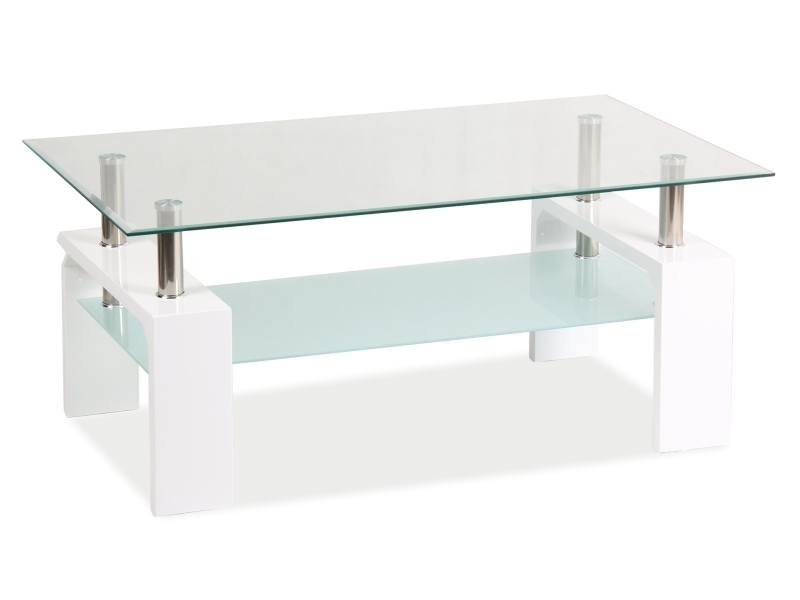 product-1048 Tavolino da salotto Lisa Basic II in vetro e MDF bianco – 100x60x55 cm - immagine 1