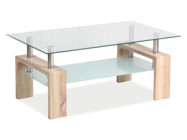 Tavolino da salotto Lisa Basic II in vetro e MDF rovere Sonoma – 100x60x55 cm