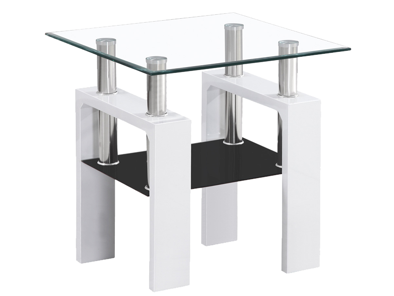 product-1056 Tavolino da salotto Lisa D in vetro e MDF bianco laccato – 60x60x55 cm - immagine 1