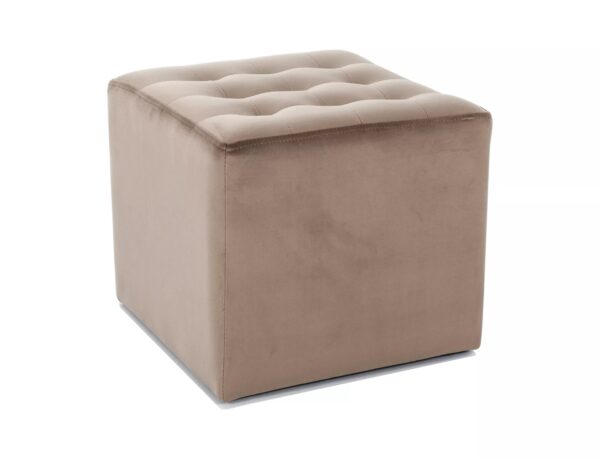 Pouf Lori Velvet in velluto beige scuro – 39x39x34 cm