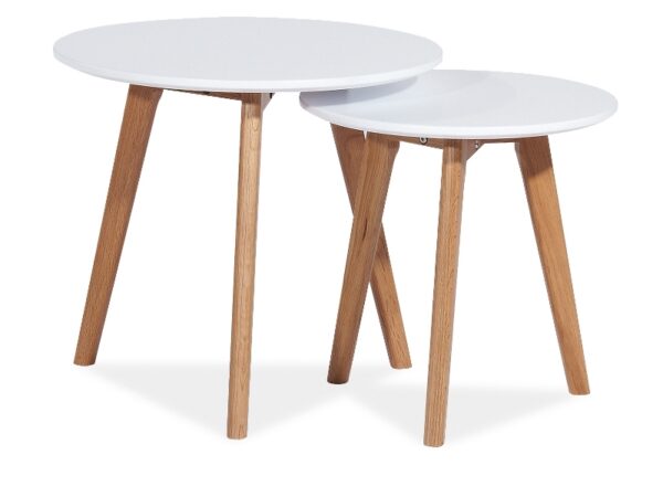 Set di tavolini Milan S2 – bianco e rovere