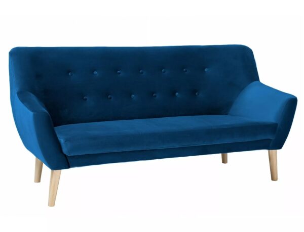 Divano Nordic 3 Velvet in velluto blu – 180x75x90 cm