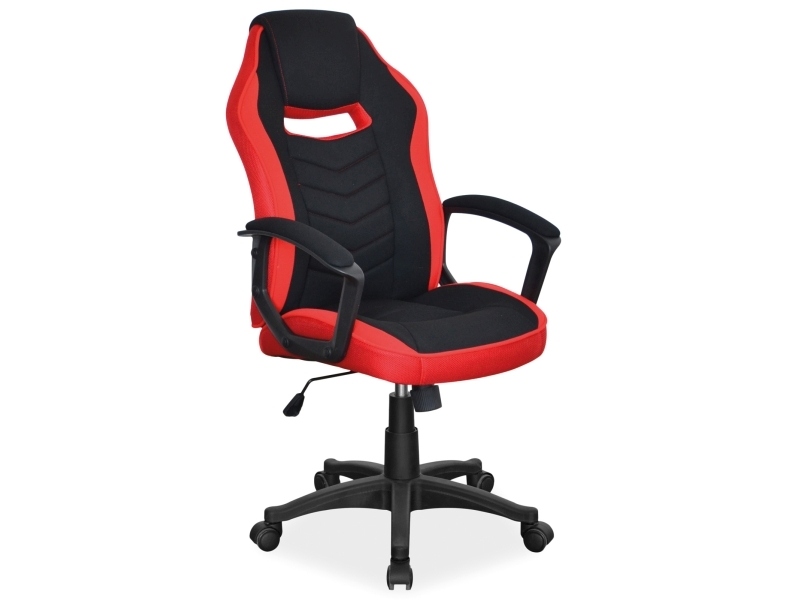 product-1297 Poltrona girevole Camaro in tessuto nero/rosso – 59x49x106 cm - immagine 1