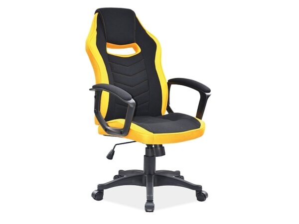Poltrona girevole Camaro in tessuto nero/giallo – 59x49x106 cm