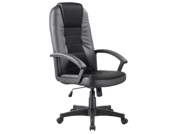 Sedia da ufficio Q-019 in ecopelle nera – 61x50x112 cm
