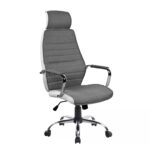 Sedia da ufficio Q-035 bianca e grigia – 59x52x121 cm