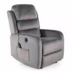 Poltrona reclinabile Pegaz M Velvet grigia con massaggio – 64x88–160x102 cm