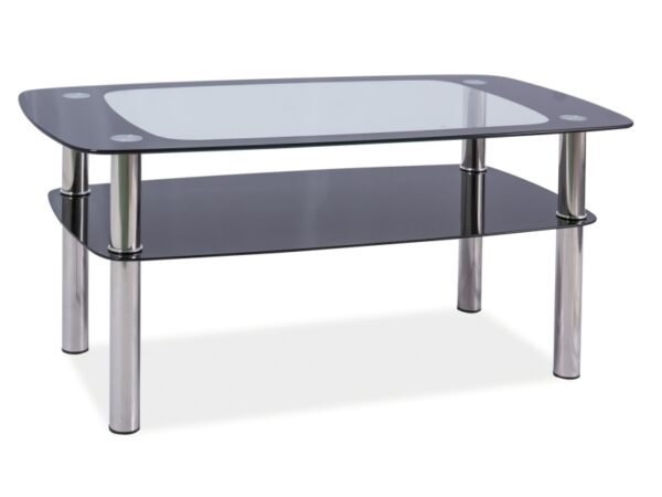Tavolino Rava C in vetro temperato e metallo cromato – 100x60x55 cm