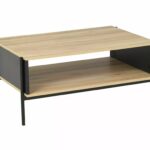 Tavolino Karina A in MDF rovere e metallo nero – 90x60x41 cm