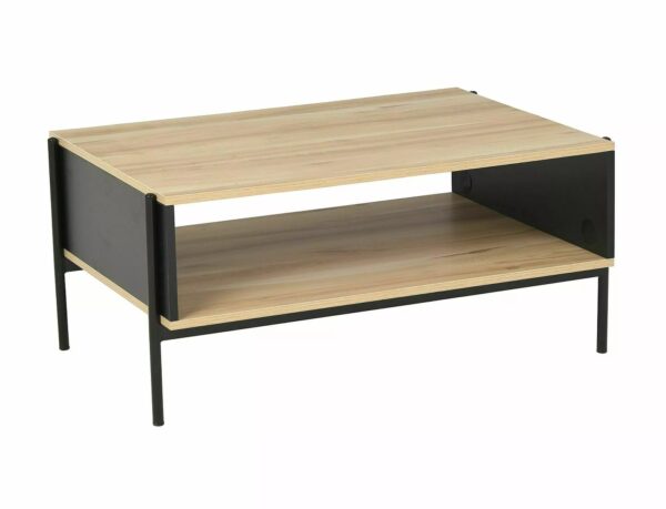 Tavolino Karina A in MDF rovere e metallo nero – 90x60x41 cm